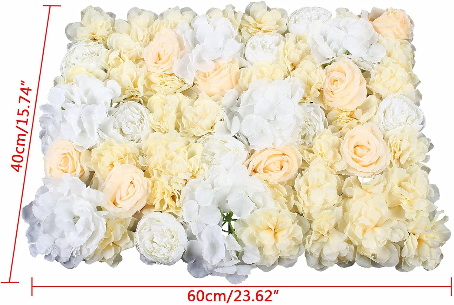 DNYSYSJ Artificial Flower Backdrop, Flower Wall Panel Rose Plant Fake Flower Wall Boxwood, 24''x16''（40X60cm） Garden Greenery Walls Decoration Wedding (12PCS, Light Color)