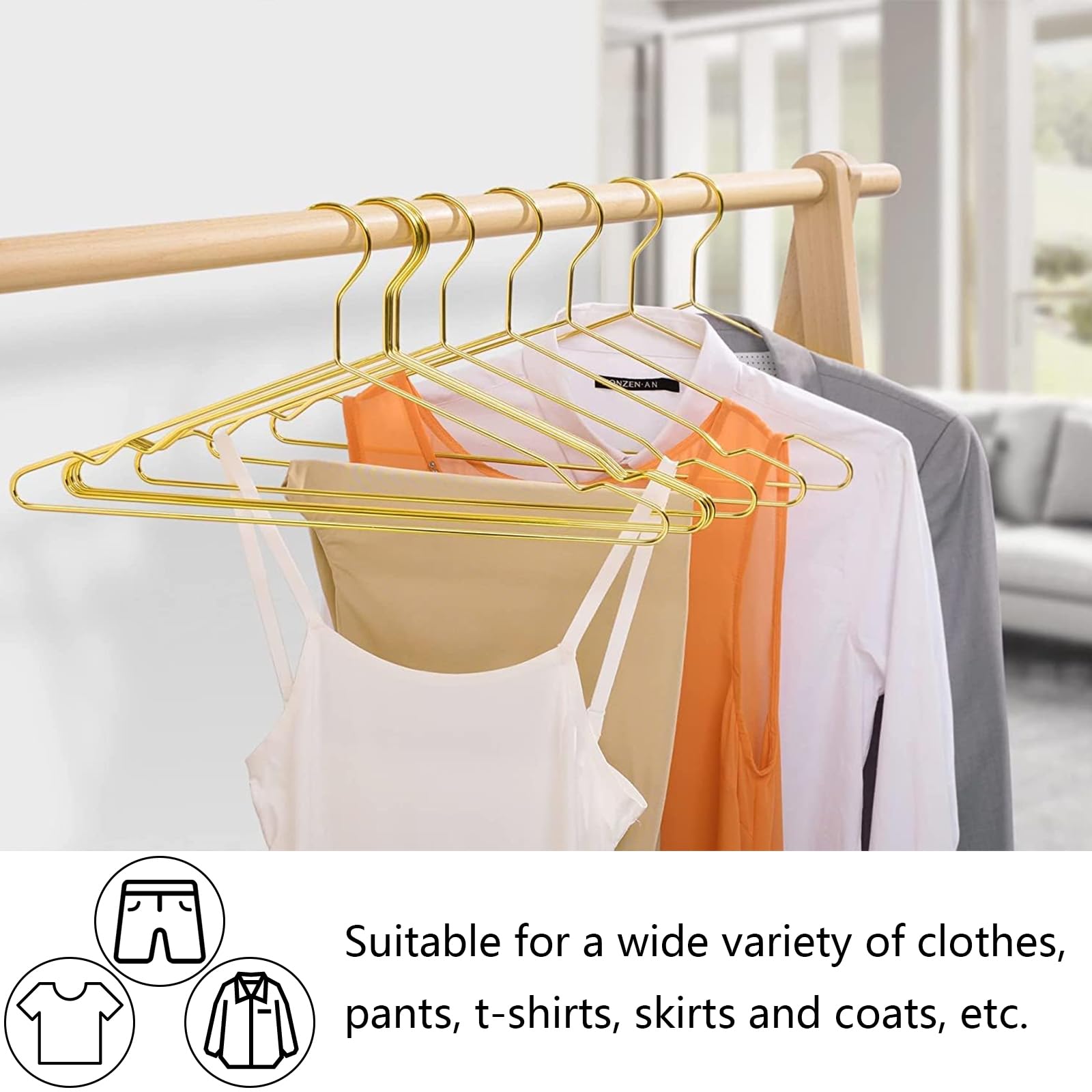 AKOLAFE 30 stuks kleerhangers kinderen gouden kinderkleerhangers metaal 40 cm lange kleerhangers ruimtebesparend babykleerhangers belastbaar met zware kleding draadkleerhangers voor orde, volwassenen