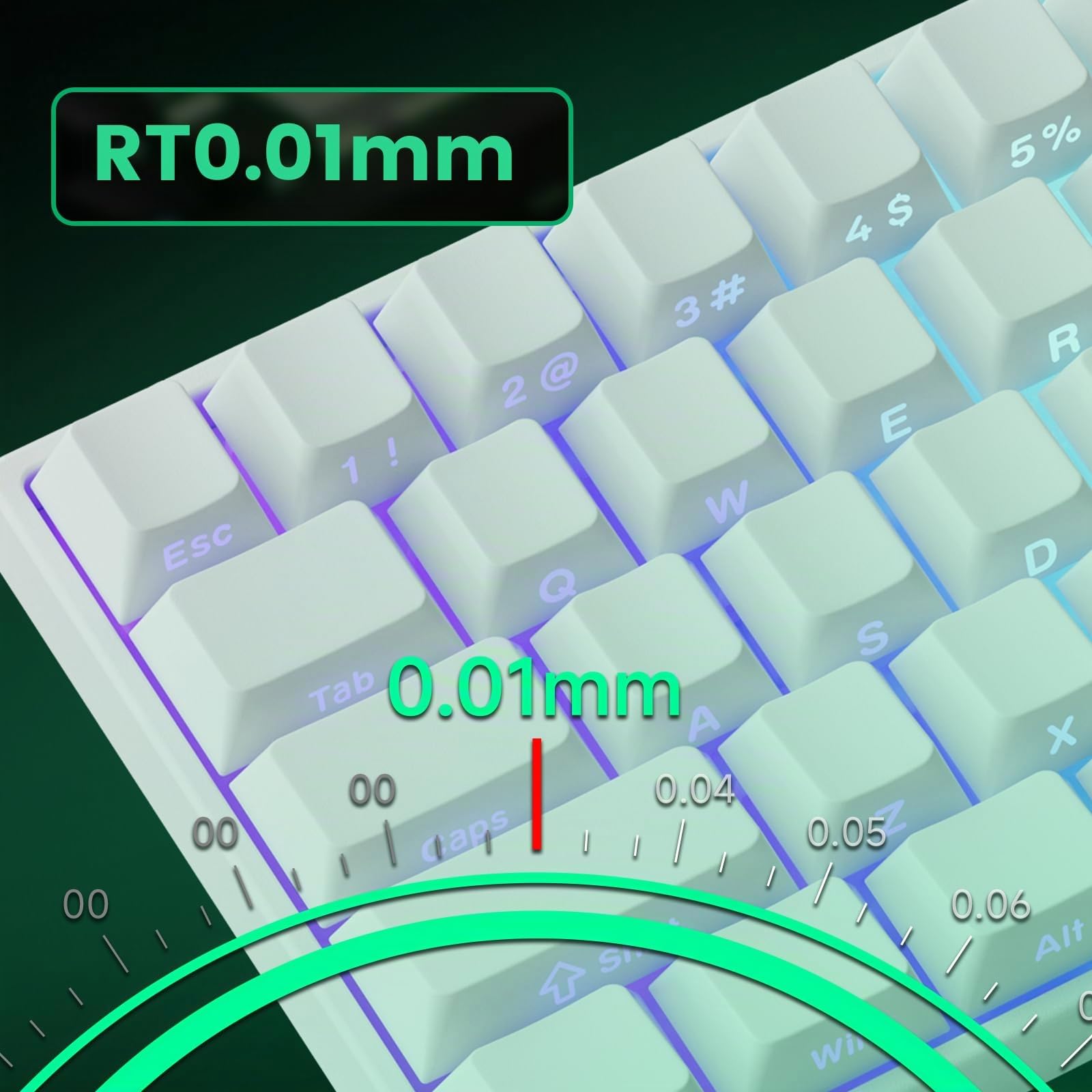MONSGEEK FUN60 Pro Clavier de jeu à déclenchement rapide 8K SP Interrupteur magnétique HE Clavier filaire 60 % Blanc brillant (interrupteur magnétique réfléchissant)