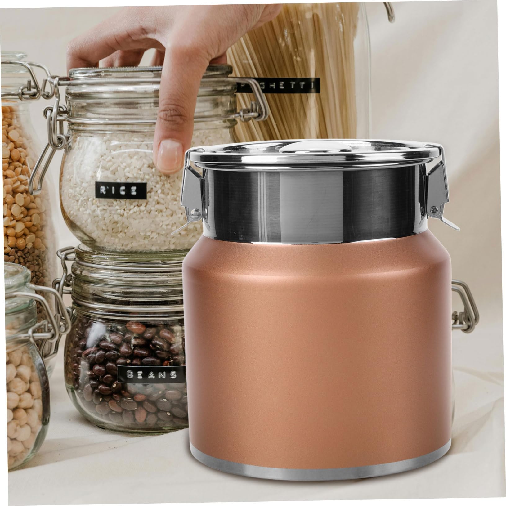 Alipis Contenitore Latte in Acciaio Inox 2, 5 l Coperchio | Stile Rustico Country, per Cucina e Campeggio, Facile da Pulire e Durevole