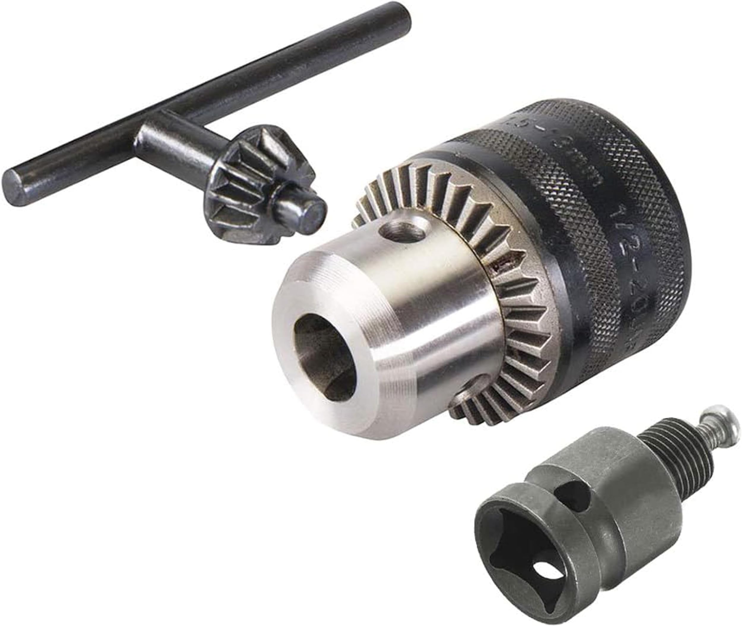 1.5-13mm Capacity Drill Chuck Mount 3/8-20UNF Quick Change Connect Conversion Chuck with 1/2 Inch Socket Square Female Adapter (NOT FOR ANGLE GRINDERS)