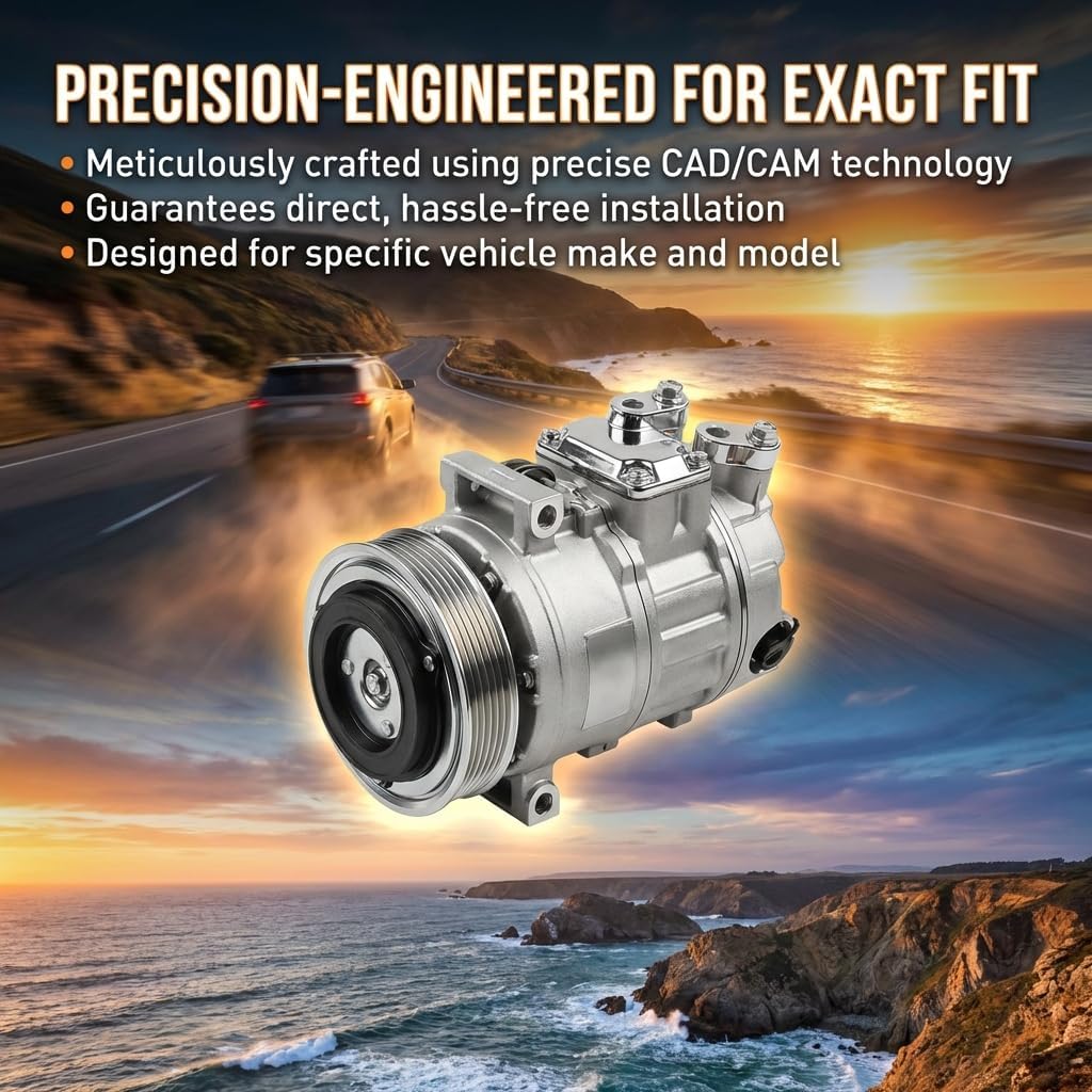 A/C Air Conditioner Compressor W/Clutch Fits Dodge Ram 2500/3500/4000 2006-2009 5.9L, 2500/3500 2007-2009, 4500/5500 2008-2010 6.7L Replaces CO10902C 67182