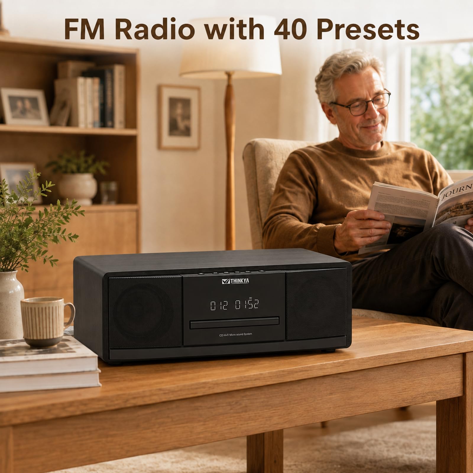 Microchaîne Hi-FI avec Lecteur CD, Bluetooth 6.0, Radio FM, 40W RMS