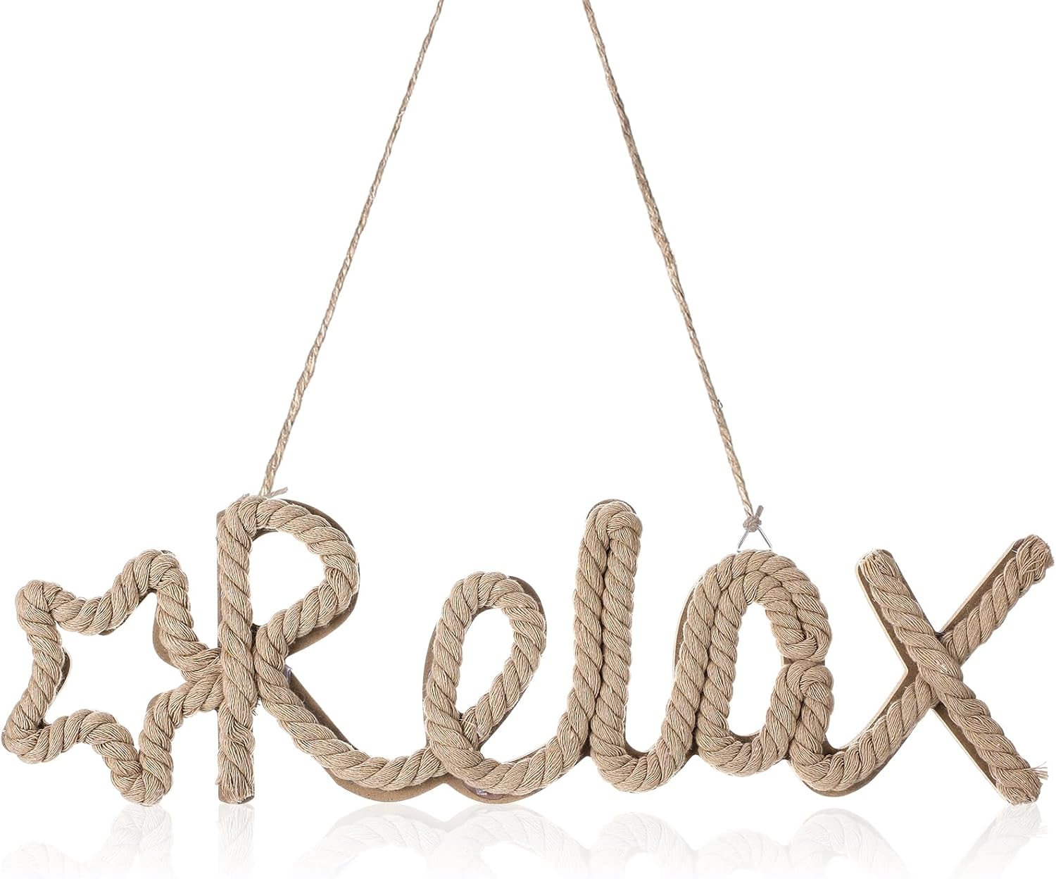 RattanView Beach Relax Wooden Sign with Starfish & Hemp Rope - Nautical Summer Wall Decor for Bathroom, Home Office, Porch