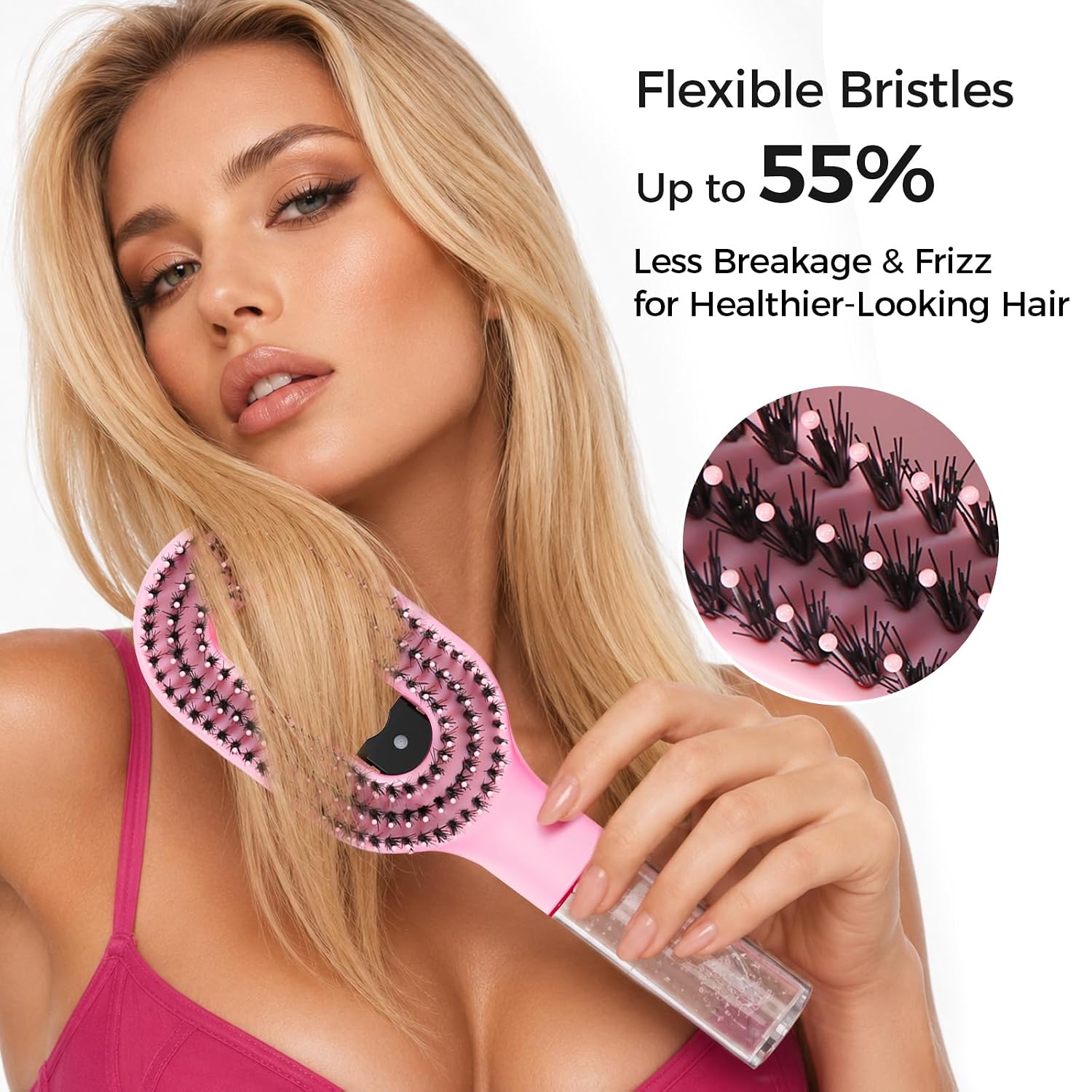 CARESKY 2-in-1 Detangler Hair Brush with Powerful Water Spray Mister Brush