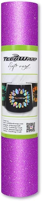 TECKWRAP Glitter Vinyl Adhesive Craft Vinyl,1ftx5ft,Fuchsia