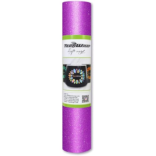 TECKWRAP Shimmer Vinyl Glitter Adhesive Craft Vinyl,1ftx5ft,Fuchsia