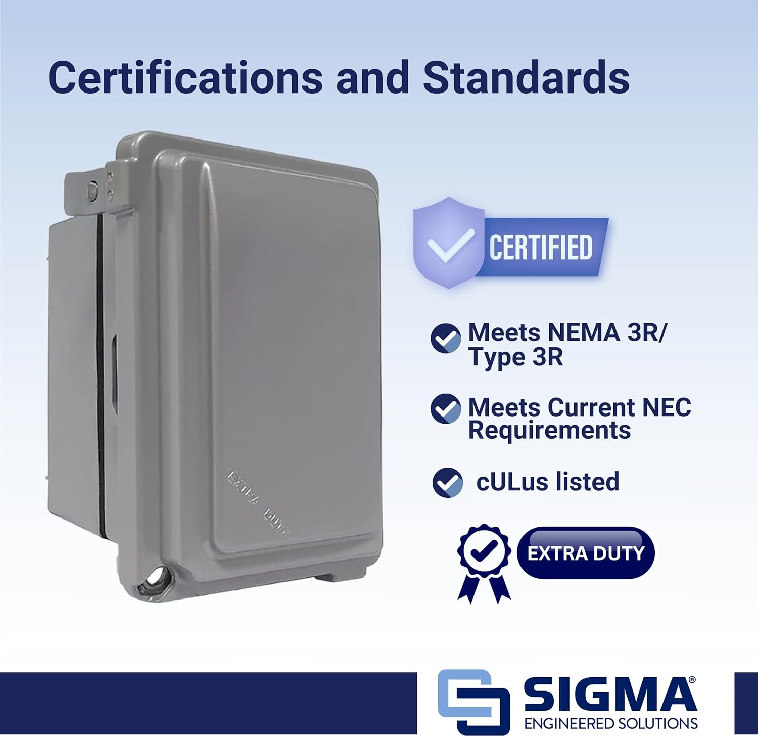 SIGMA ENGINEERED SOLUTIONS 16802 Metallic Weatherproof Outdoor Electrical Outlet Kit with Extra Duty Cover, Box and 15 Amp GFCI Receptacle, IN-USE, Clear/Gray, 1 Gang, Lockable with Patented Hinge.