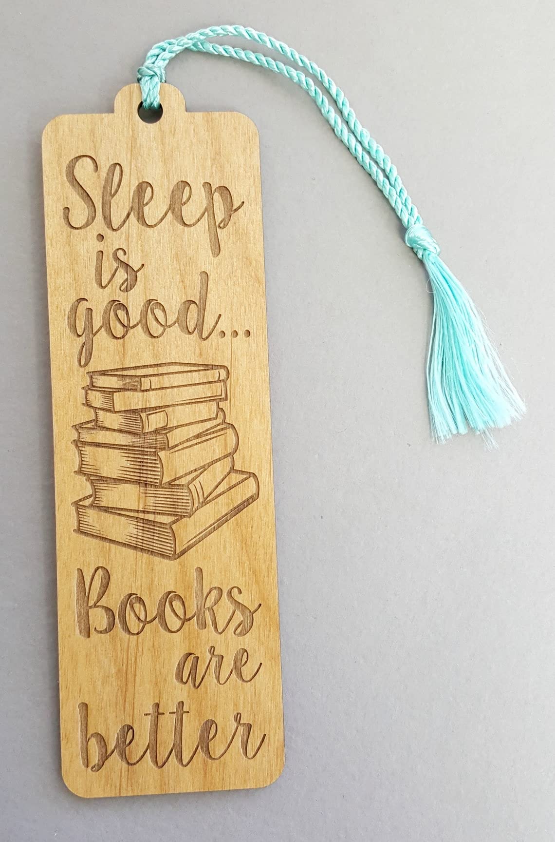 “Sleep is Good, Books are Better” Wooden Bookmark – Laser Engraved Alder Wood Bookmark & Reader Gift – Durable, Eco-Friendly Page Marker for Book Lovers 1