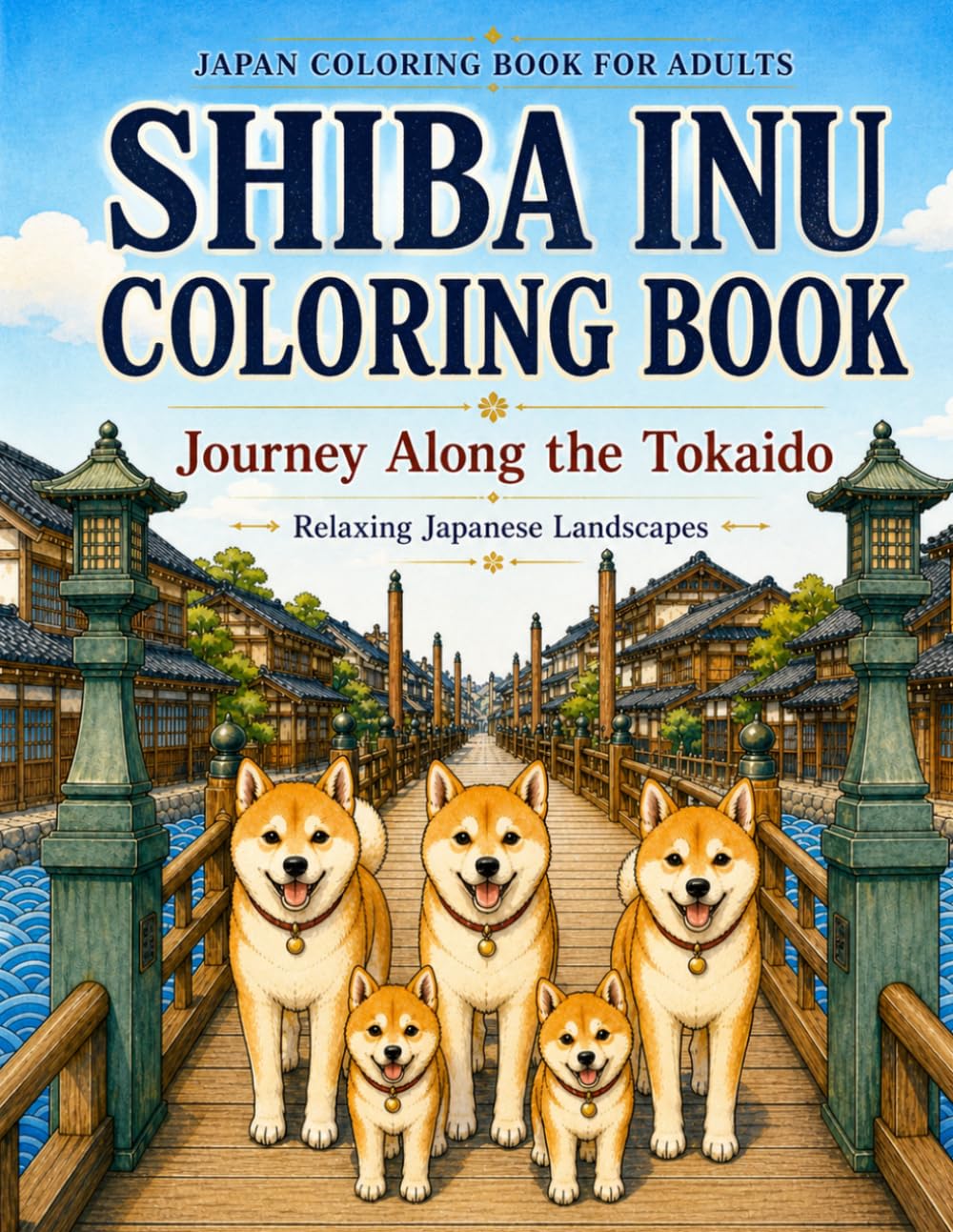 SHIBA INU COLORING BOOK: Journey Along the Tokaido
