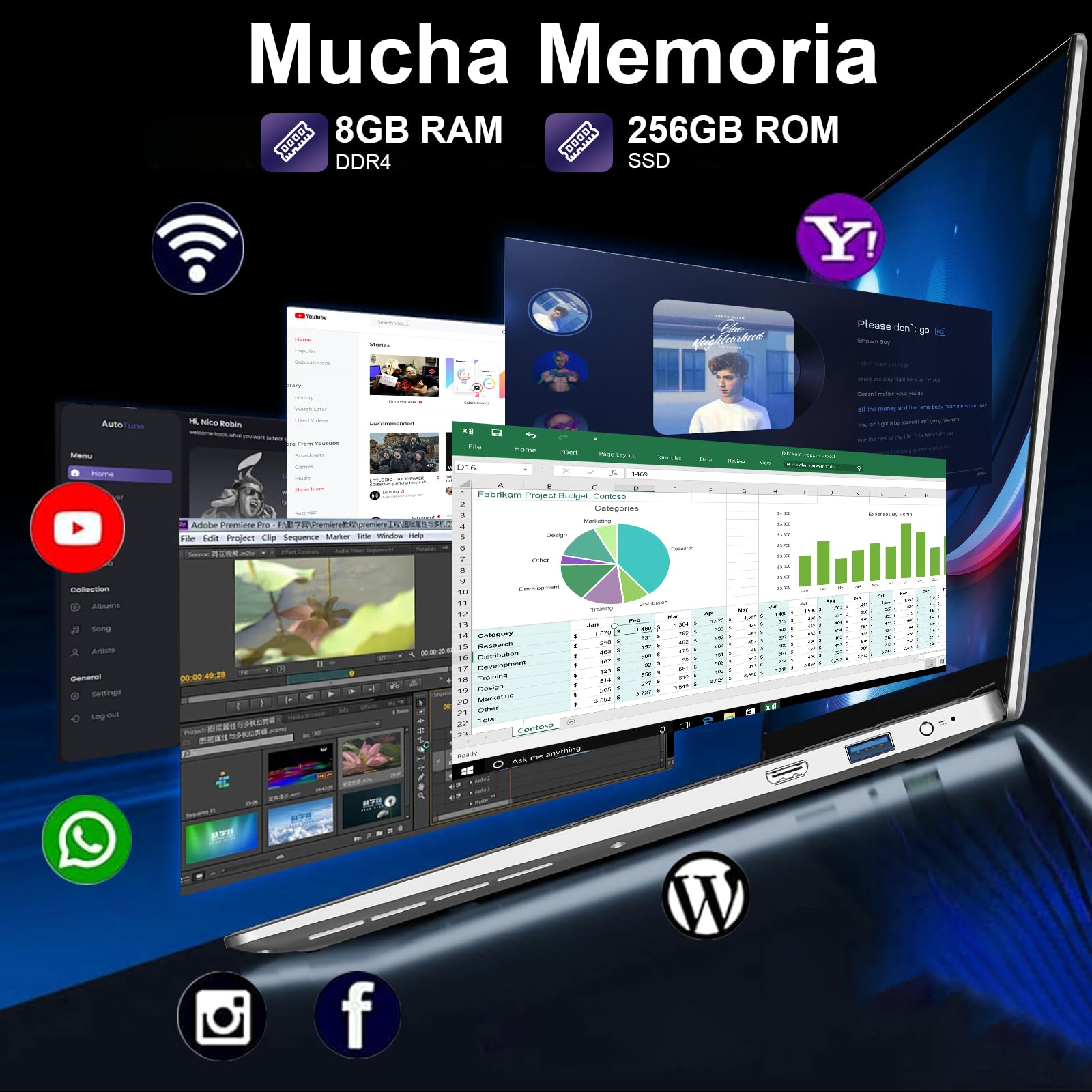 bvate 2026 Ordenador Portátil 14" Win11 8GB 256GB SSD Soporte 1TB SSD Expansión Portátils 2.4G+5G WiFi BT 4.2 USB HDMI 1920x1080 FHD con Ratón Inalámbrico y Teclado Español Membrana - Plata