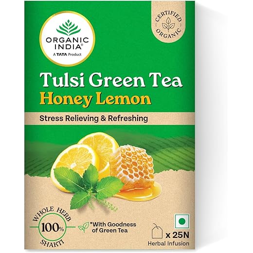 Organic India Tulsi Green Tea Honey Lemon 25 Teabags