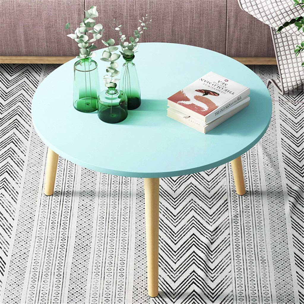 HLZZKNesting Round Coffee End Tables Kitchen Dining Table Leisure Wood Tea Sofa Side Table for Living Room Balcony Home Office Modern Furniture Decor (Color : Blue, Size : L)