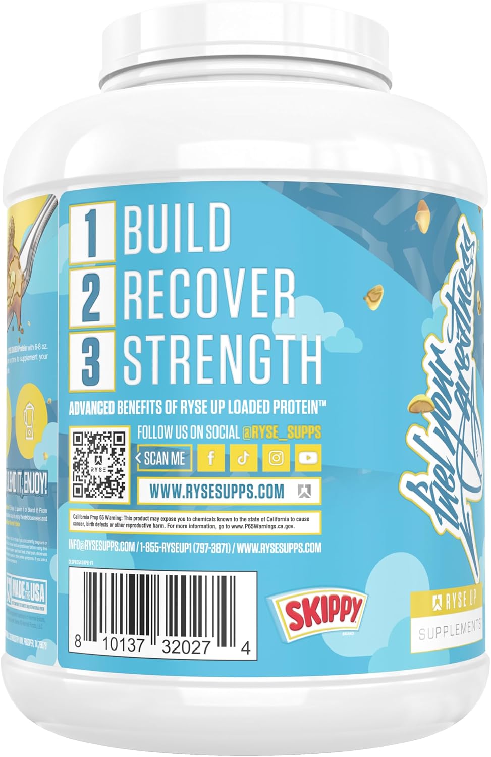 RYSE Loaded Protein Powder - Skippy Peanut Butter - 25g Whey Protein Isolate & Concentrate with Prebiotic Fiber & MCTs - Low Carb, Low Sugar, Digestive-Friendly - 54 Servings / 4 lb Tub - Image 2