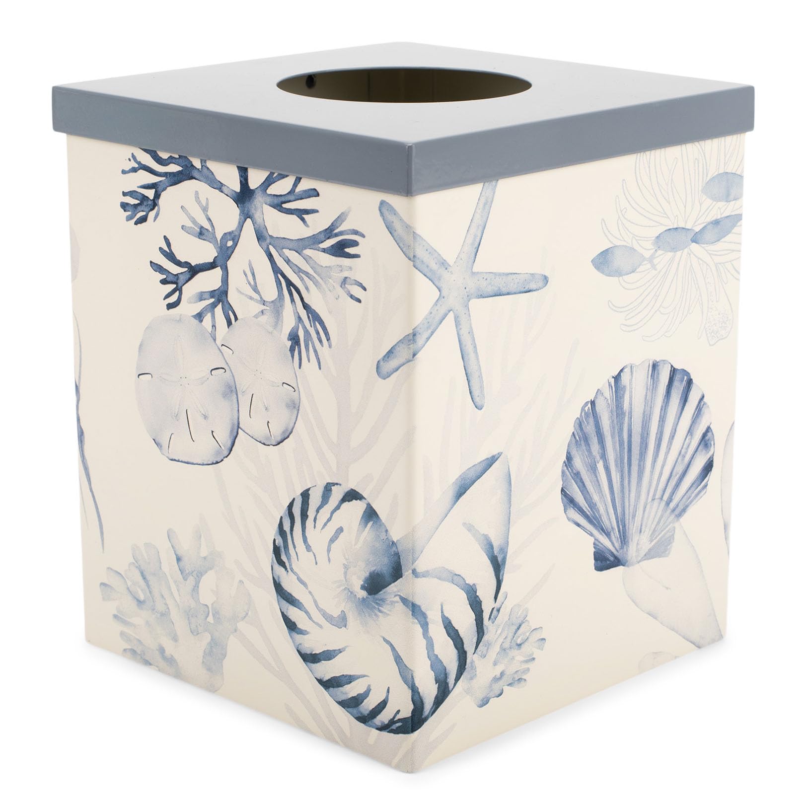 NAT AND JULES Cube 6 x 5 Iron Metal Tissue Box Holder Organizer Bathroom Vanity Countertop Night Stands Office Home, Beach