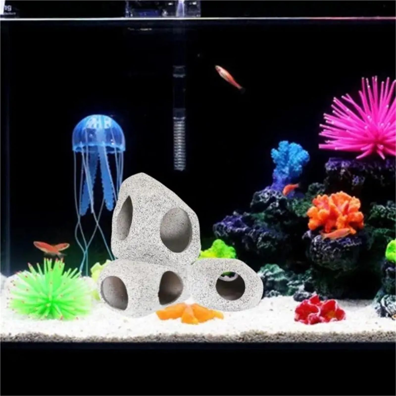 Keramik stapelbare Rock Aquarium Dekorationen Fischhöhle for Kampf Tank Teich Garnelen Zucht Ornament Dekor FüR Zwergbuntbarsche(3pcs Rock Cave)