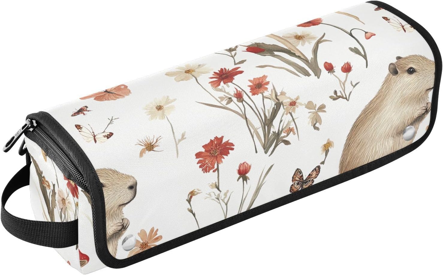 Hair Tools Reistas met Hittebestendige Mat Waterdichte Krultang Travel Case voor Flat Iron Hot Tools en Haarverzorging Accessoires, Esthetische Capibara Wit