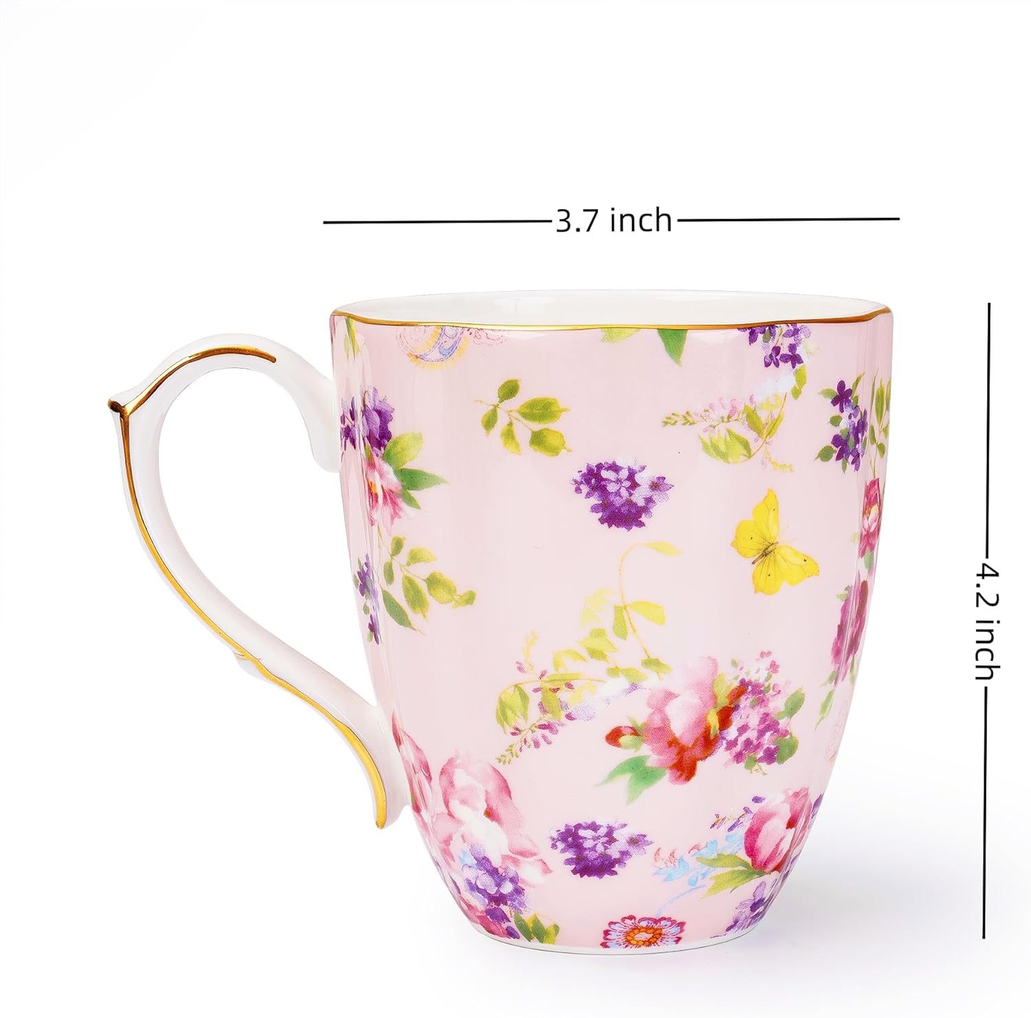 13oz Bone China Floral Mug with Gold Bone China Coffee Mugs Bone Teacup Christmas Mugs Birthday Gifts for Women Mom Friends Coworker - Image 2