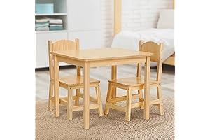 Adorable and Sturdy Solid Wood Preschool Table and Chair Set