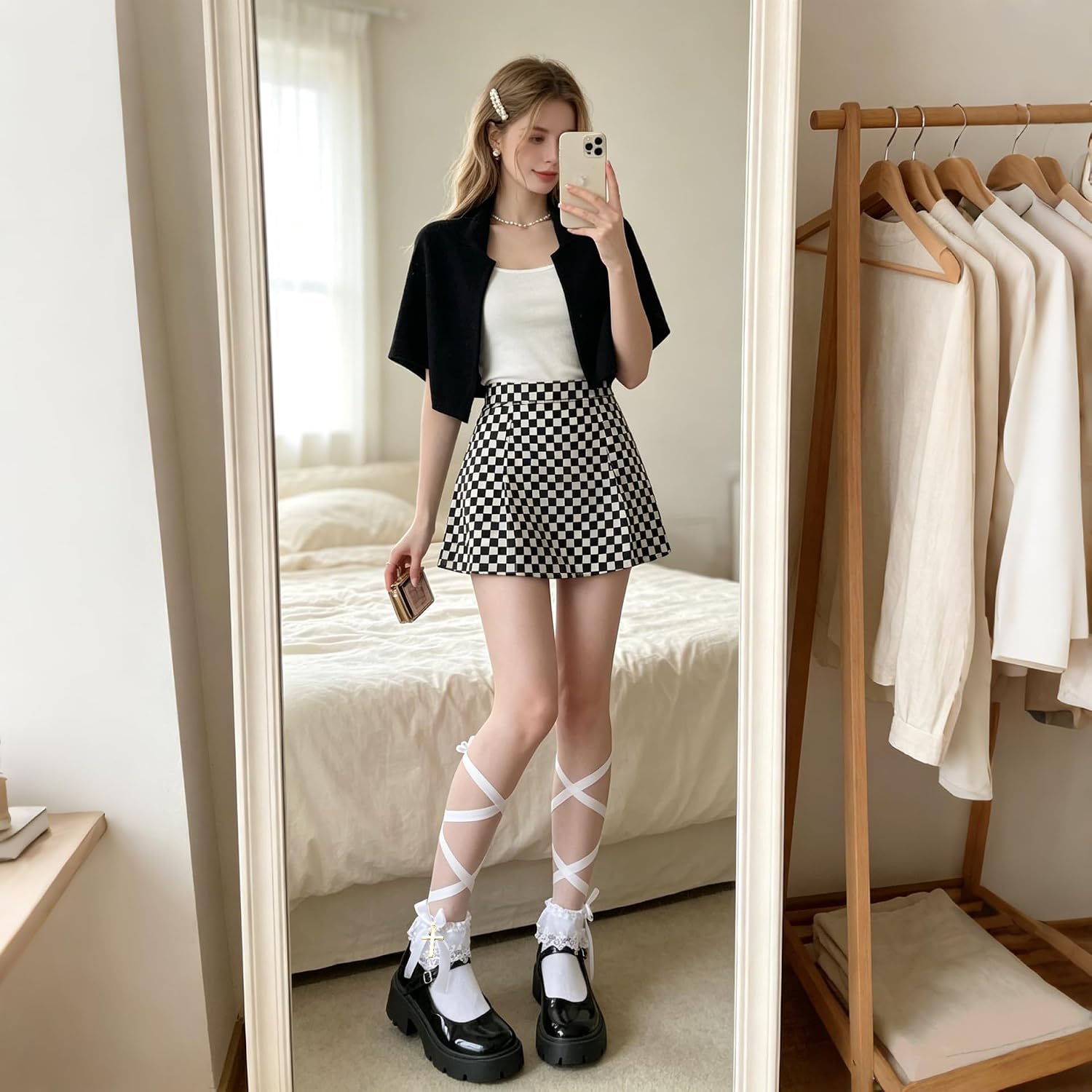 White Ruffle Lace Ankle Socks, Lolita Frilly Socks with Stretch Ribbon image 3