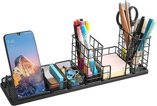 TSJ OFFICE Organizador de escritorio, organizador de bolígrafos para escritorio, organizador de escritorio de oficina y hogar con soporte para