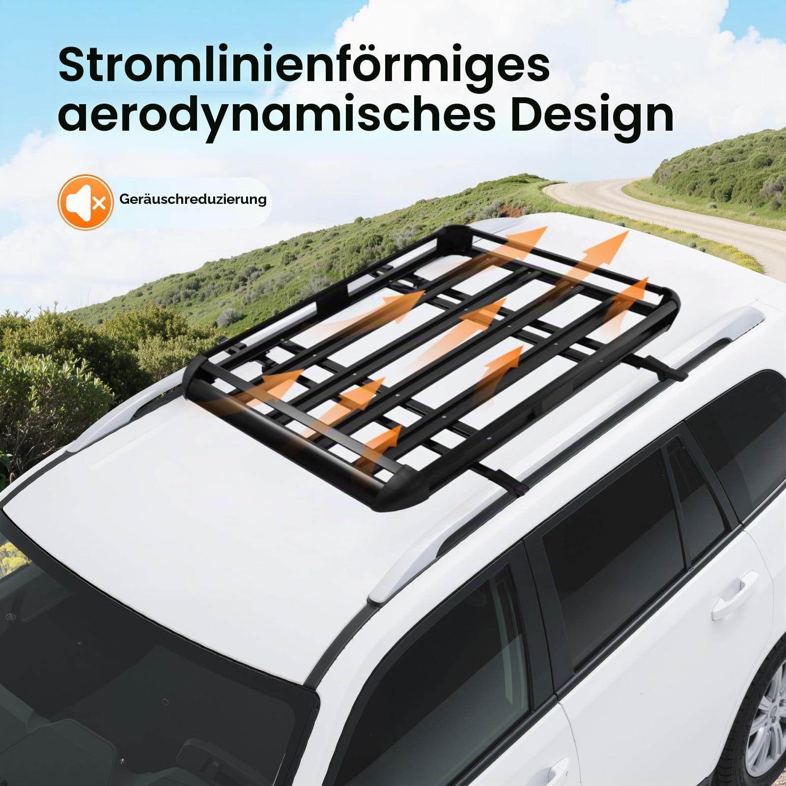 140cm Dachgepäckträger Dachkorb Offroad Aluminium Auto Dachkorb Schwarz Universal Dachgepäckträger Korb Auto Dachständer Korbwanne, Gewichtskapazität 150kg