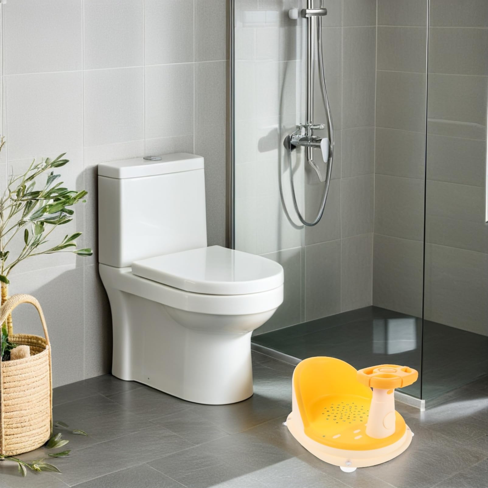 TOYANDONA Badewannensitz mit Saugnapf Rutschfester Sitzhilfe für Junge Mädchen und Kleinkinder Höhenverstellbar Kompaktes Design für Badewanne und Dusche
