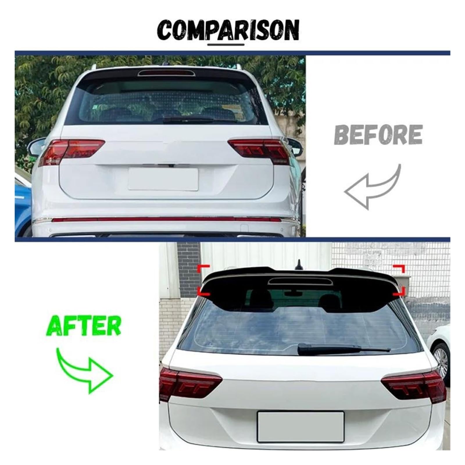 Spoiler Carrozzeria Per VW Per Tiguan MK2 R 2017-2023 Spoiler posteriore per baule e tetto per ala Bodykit Tuning Alettone Spoiler Posteriore(Look in carbonio)
