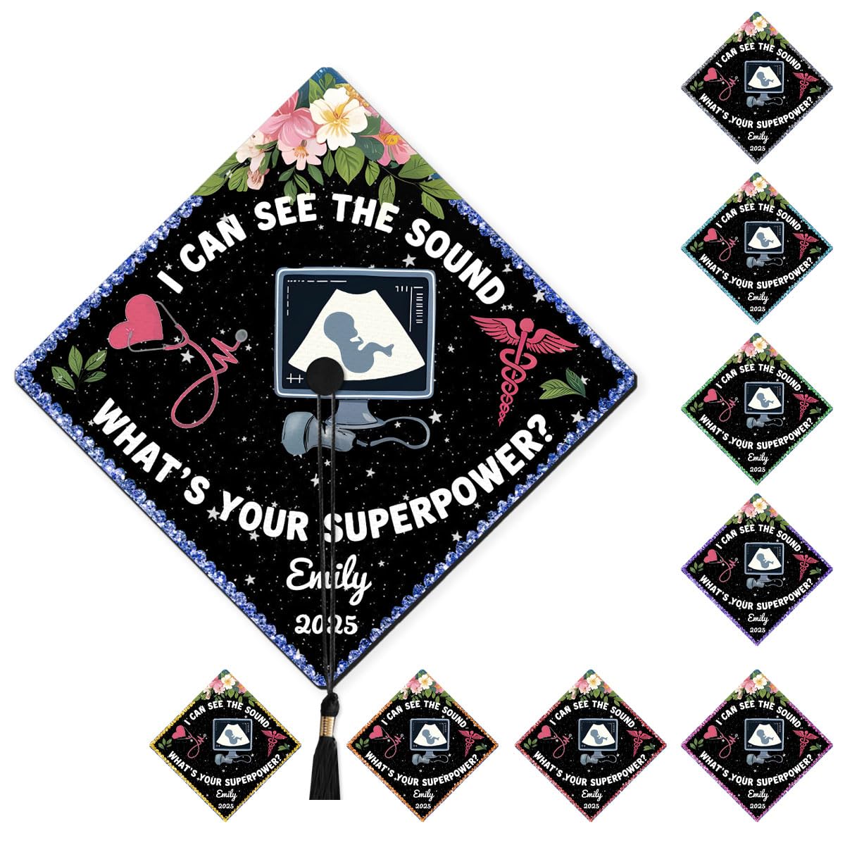 Personalized Sonographer Graduation Cap Topper, Sonographer Nurse Grad Cap Topper, Ultrasound Technician Gift (SONO3)