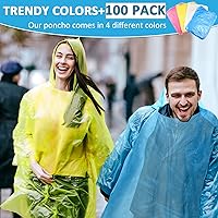 Vista 2 de Foaincore Paquete de 100 ponchos de lluvia desechables para adultos, abrigo impermeable de emergencia con capucha, ponchos desechables para camping