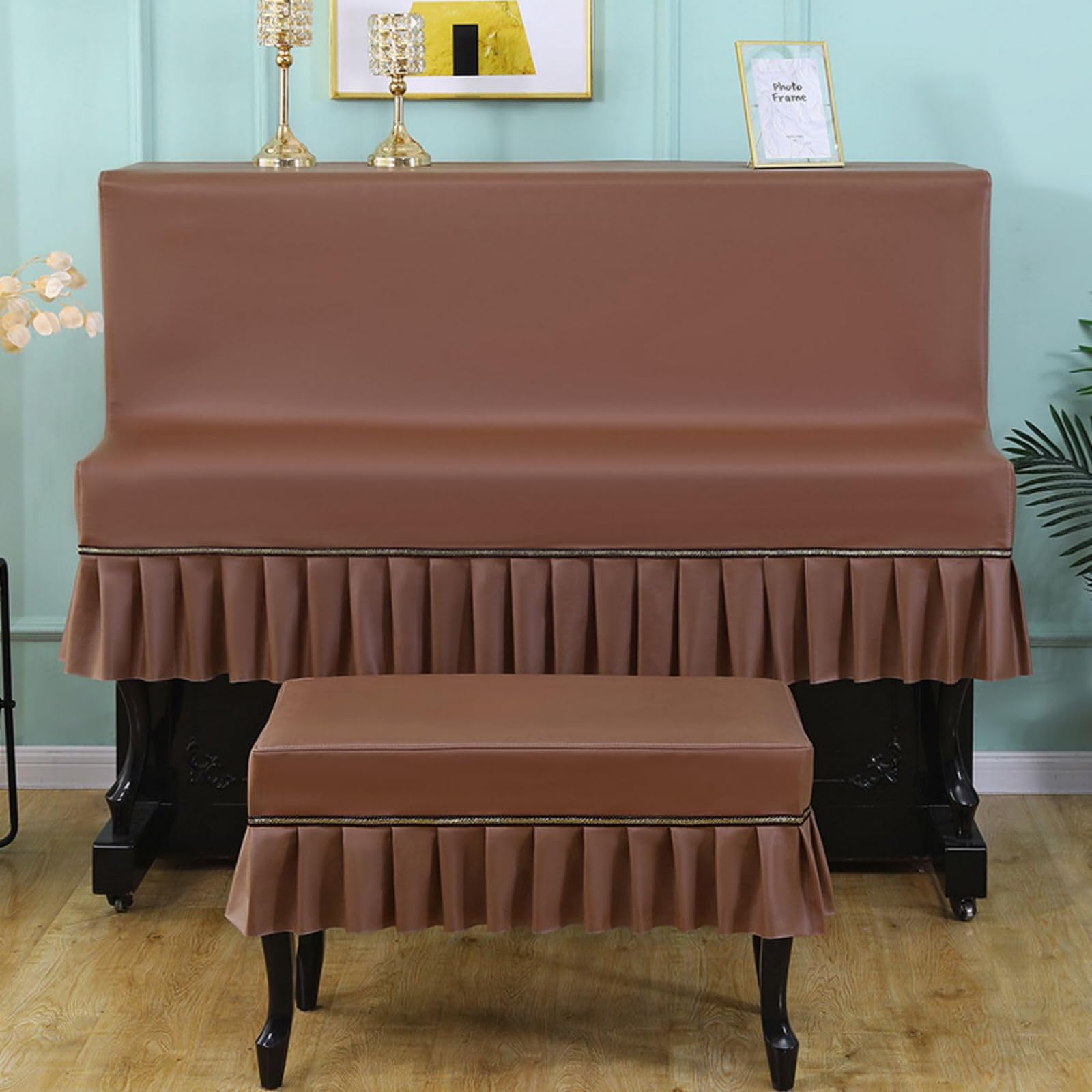 Set di copertura per pianoforte, impermeabile, antipolvere, antigraffio, con copertura per sgabello, adatto per pianoforti verticali, pieghevole