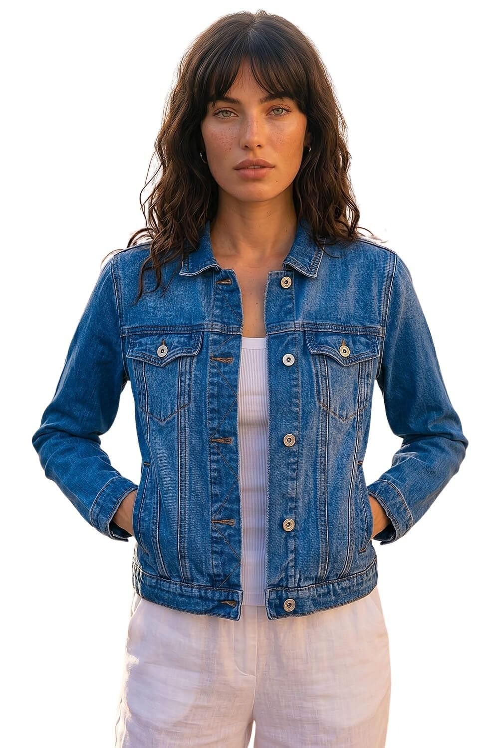 Roman Women's Blue Classic Cotton Denim Jacket