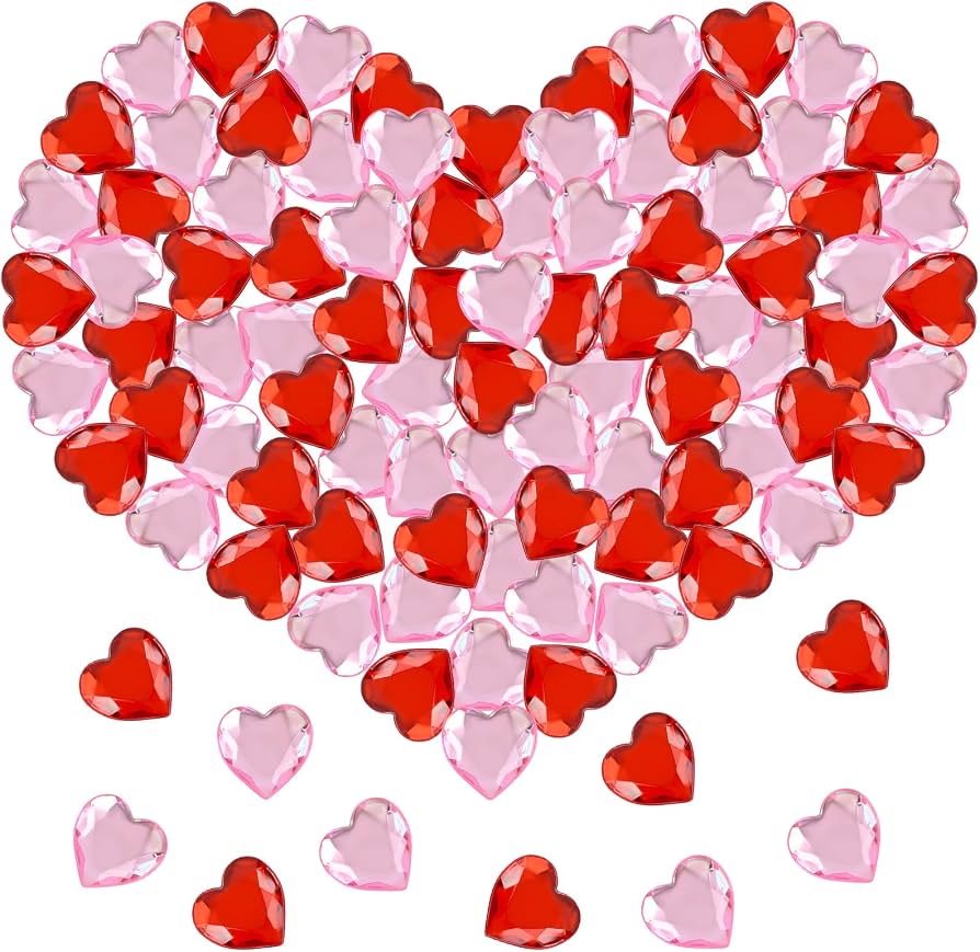 300/500 pezzi di cuori in acrilico rosso e rosa per il giorno di San
