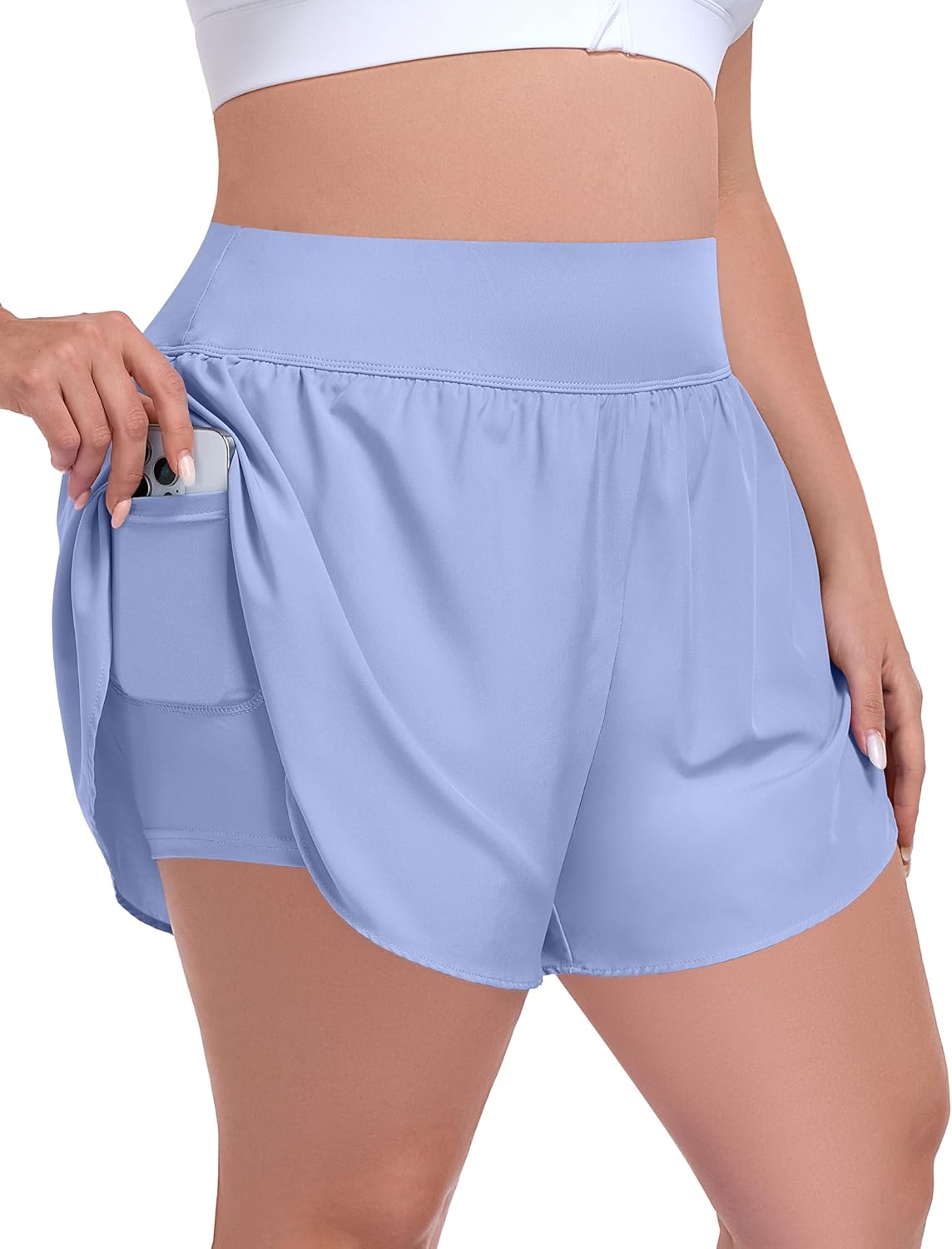 FOREYOND Plus Size Womens Flowy Shorts Running Golf Butterfly Skorts with 2 Pockets Summer Athletic Workout