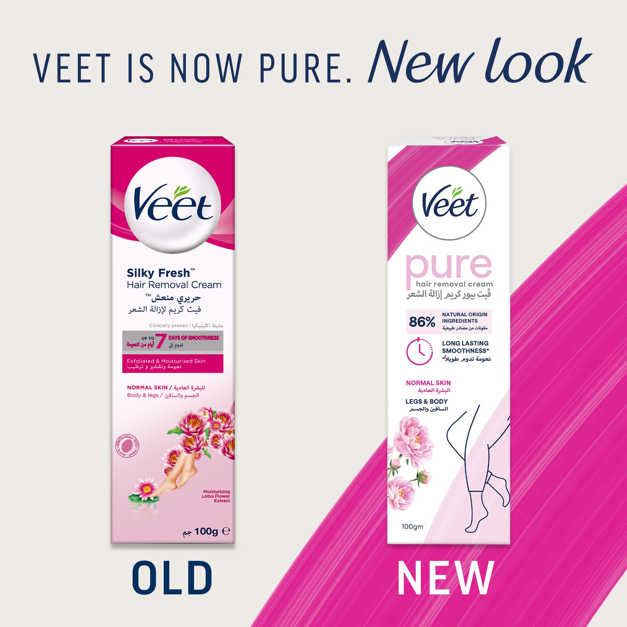 Veet Hair Removal Cream for Normal Skin 100ml – Fast Painless Depilatory Cream, Smooth Skin in Minutes on Legs, Arms & Body, No Cuts or Instant Stubble, Softer Regrowth Than Shaving