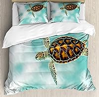 Vista 277 de Ambesonne Juego de funda de edredón de baloncesto, silueta de jugador de baloncesto, promoción de campeonato de competencia de atleta, juego de ropa