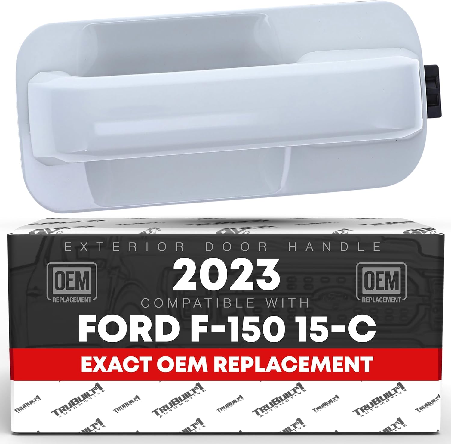 T1A Exterior Door Handle, Front/Rear Right Passenger Side - Compatible with 2015-2024 Ford F-150 - Oxford White, No Keyhole - OEM FL3Z1522404CAPTM, 97929
