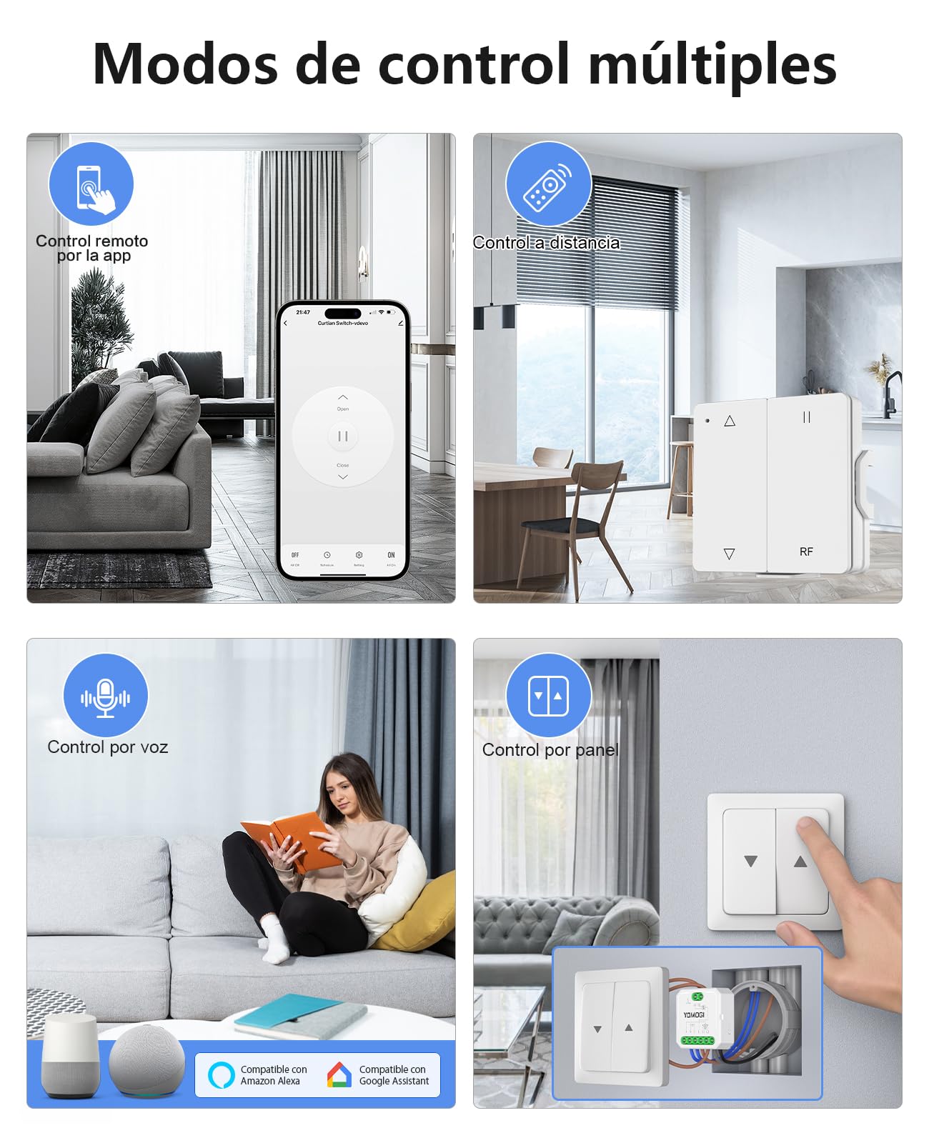 4 Pack Módulo Persiana Conectada con Mando a Distancia RF