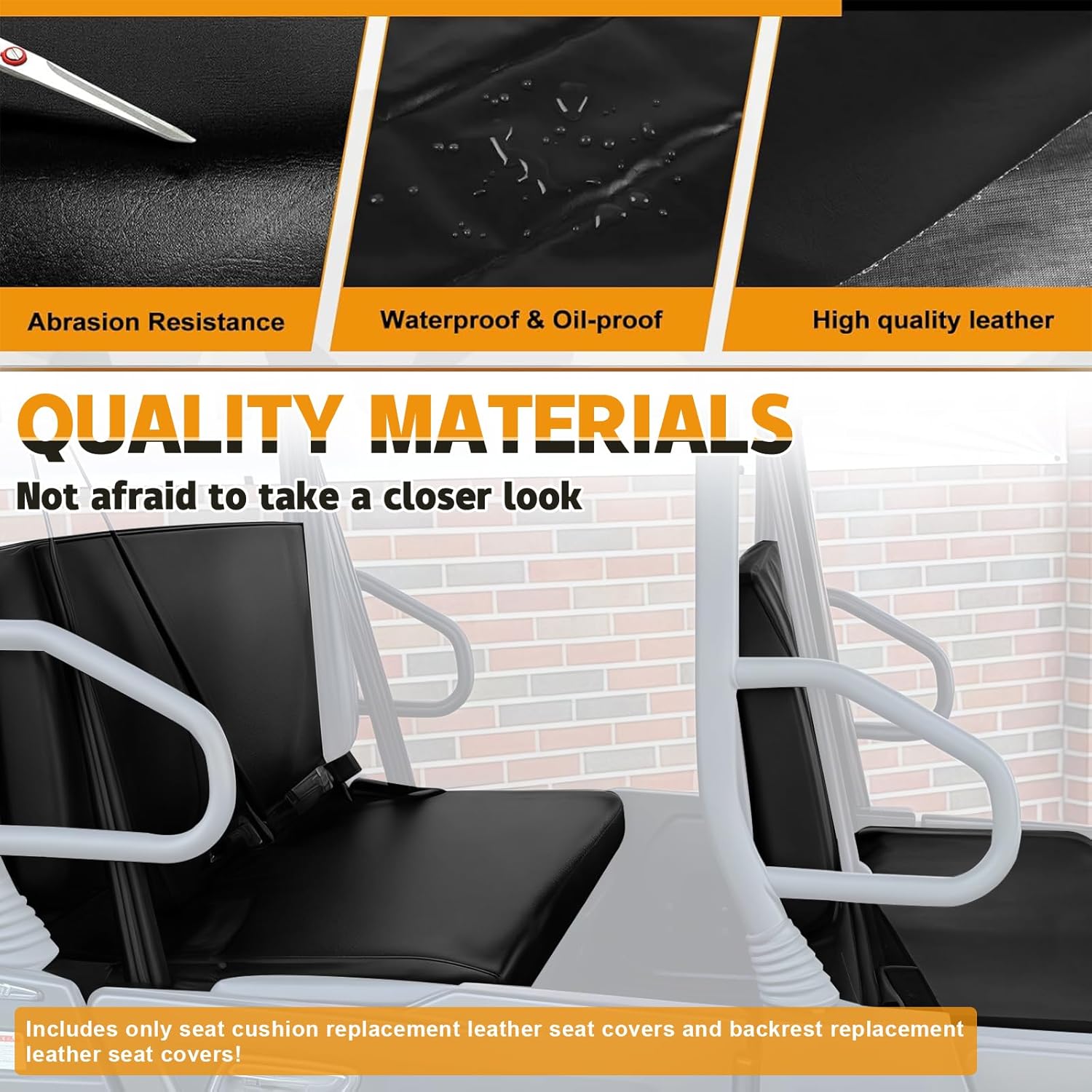 Leather Seat Cover Replacement for Hisun UTV 550 750, Setor 550 750 Coleman Outfitter 550 750 UT550 UT750, Black