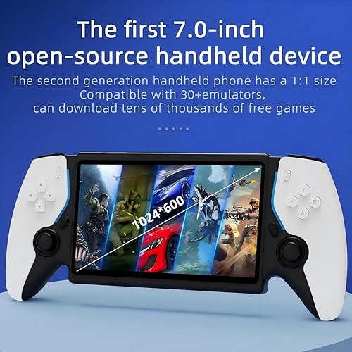 Miniatura 3 de 7.0 pulgadas IPS pantalla sistema Linux Retro consola de juegos portátil 64GB almacenamiento, soporte 30+ juegos emulador con salida HDMI (blanco)