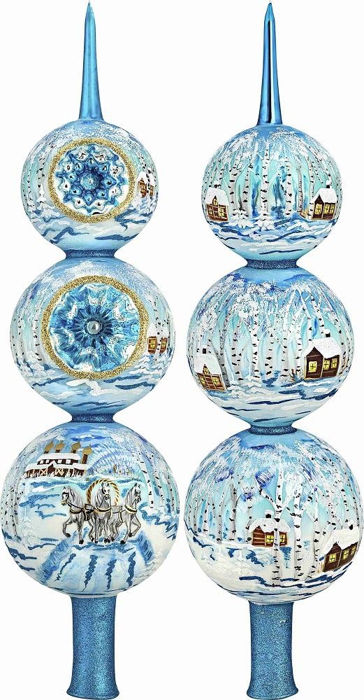 Joy to the World Metzler Brothers Russian Troika Winter Finial Polish Glass Christmas Tree Topper