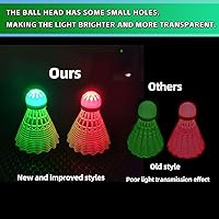 Vista 2 de LED Badminton Birdies 4/5/6 PCS,Nylon Glow in The Dark Badminton Shuttlecocks,Goose Feather Colourful Lighting Birdies, Plastic Light Up Birdie