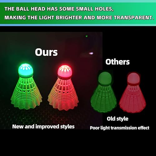 Miniatura 2 de LED Badminton Birdies 4/5/6 PCS,Nylon Glow in The Dark Badminton Shuttlecocks,Goose Feather Colourful Lighting Birdies, Plastic Light Up Birdie