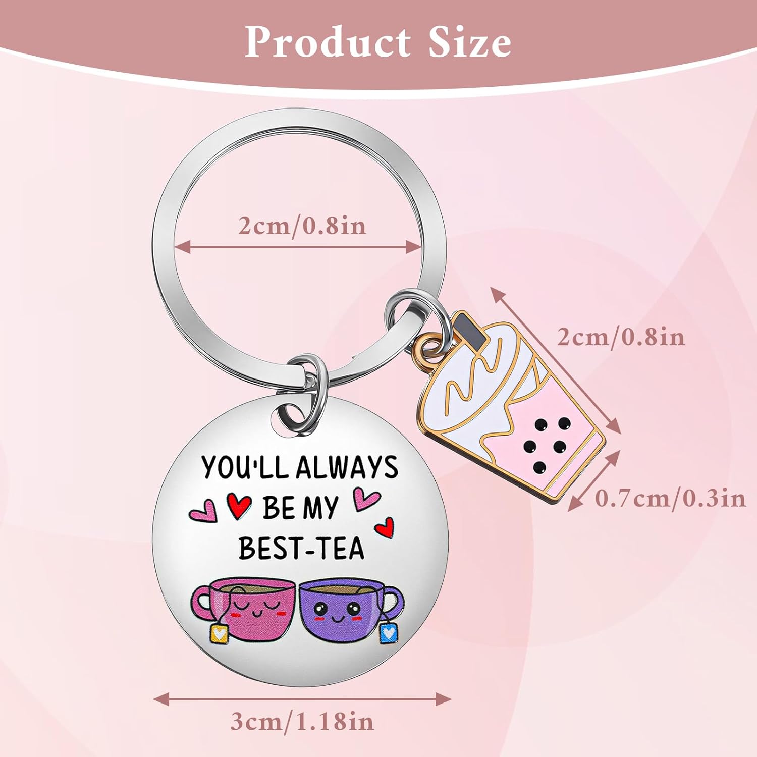 Best Friend Keychain With Box for Women, Stainless Steel Key Chain, Funny Birthday Gift, Christmas Halloween Gifts for Women Long Distance Friendship Best Friend Graduation Coworker Friends - Image 2
