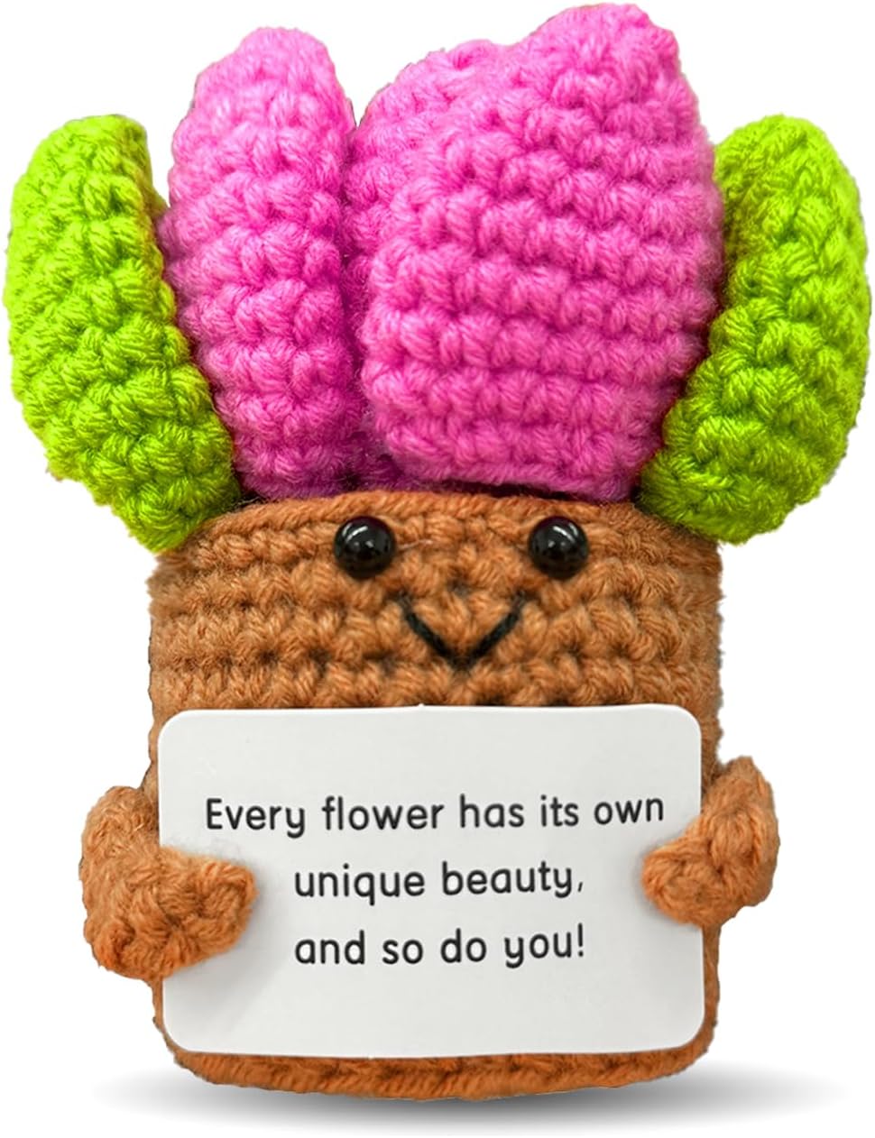 Mini Red Tulip Emotional Support Crochet Doll Fun Gift for Best Friends, Positive Red Tulip Crochet Inspiring Mental Health Gift for Family and Friends