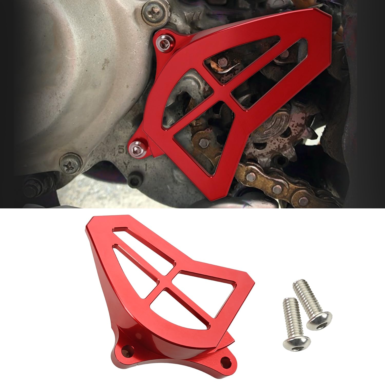 Canitu Front Sprocket Guard Cover,CNC Billet Aluminum Engine Sprocket Cover Engine Case Saver Guard Protector Crankcase Protection for Yamaha YZ125 1993-2004 (RED)