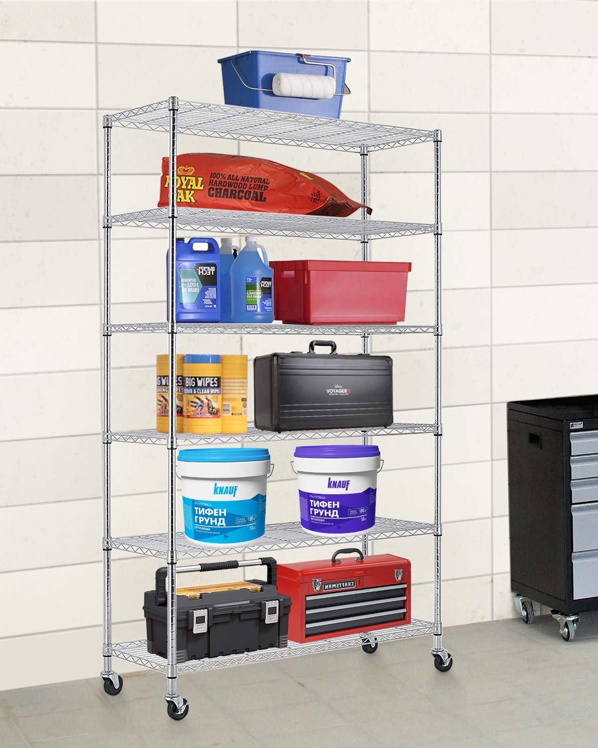 Buy FDW 18x48x82 inch Wire Shelving Unit with Wheels Steel 6 Tier Heavy