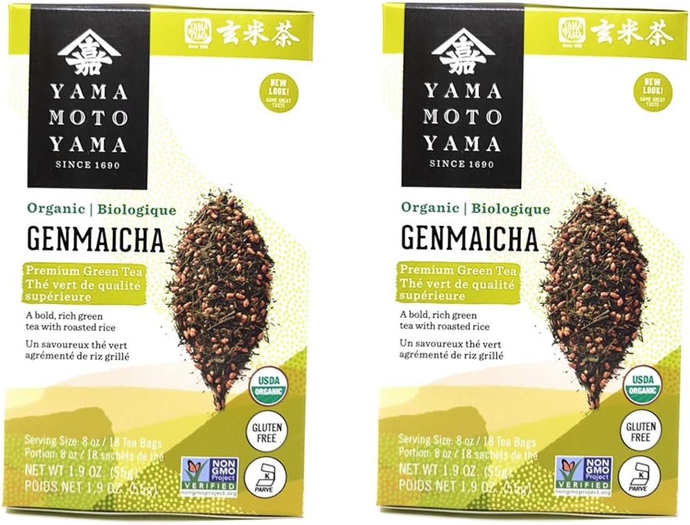 Yamamotoyama Organic Genmaicha Premium Green Tea (2 Pack, Total of 3.8oz)USDA Organic