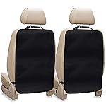 EcoNour 2 Pack Large Back Seat Protector for Kids Feet | Premium Waterproof Kick Mats | Durable Black Backseat Cover for Child to Protect from Dirt, Mud & Scratches | Automotive Travel Accessories