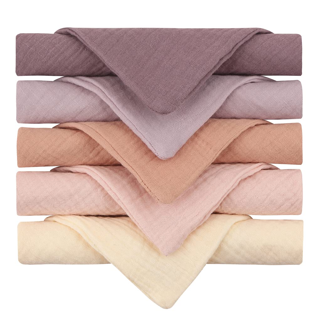 Reyloep Toallitas húmedas para bebés Muslin, 5 Piezas con Toallas cuadradas Muslin 23x23cm / 9.06 "x9.06 toallitas de algodón para bebés súper Suaves